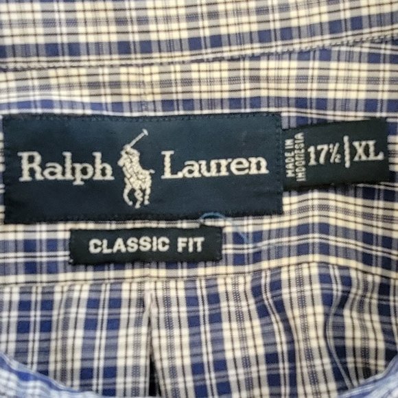 Ralph Lauren Blue White Checked Button Down Shirt Red Pony Logo Classic Flawed - Picture 4 of 10